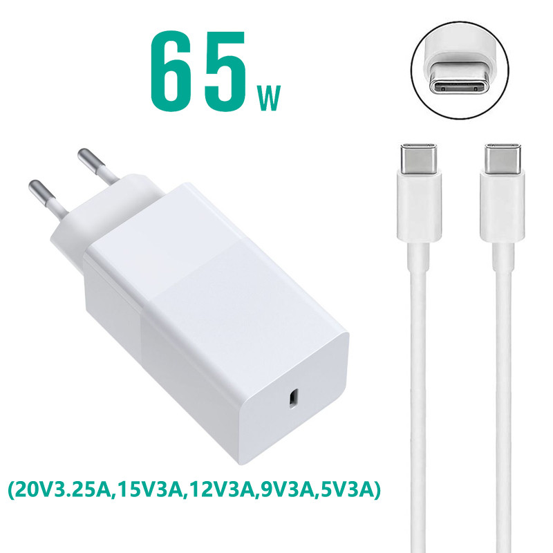 GaN 65W USB C įkroviklio greito įkrovimo adapteris, skirtas Macbook Hp Lenovo Asus nešiojamojo kompiuterio USB telefono įkroviklis, skirtas iPhone 13 Samsung S20 S21