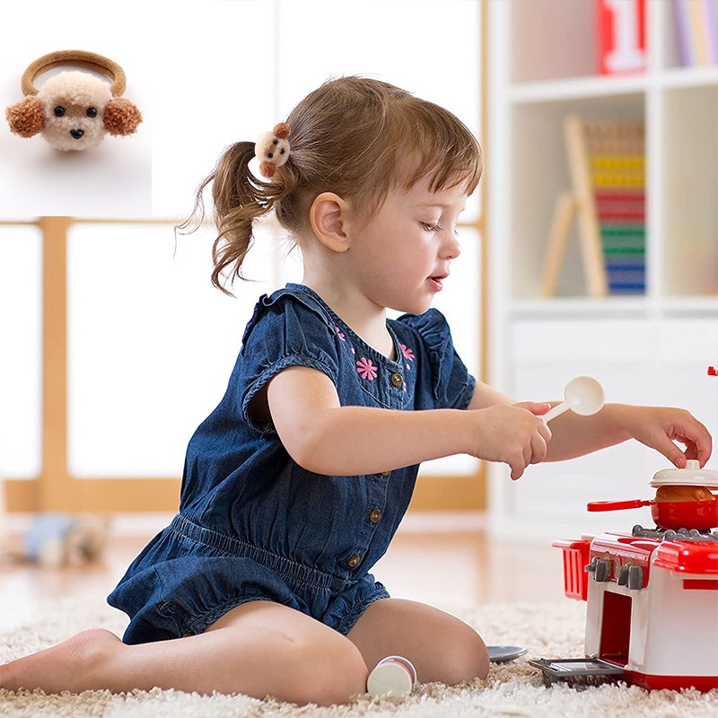 Naujas Mielas Gyvūnų Kailis Kamuoliukas Plaukų žiedas Mergaitėms Elastinė Gumytė Plaukų Juostelės Plaukų Aksesuarai Vaikams Animaciniai Galvos apdangalai Papuošalai Dovana