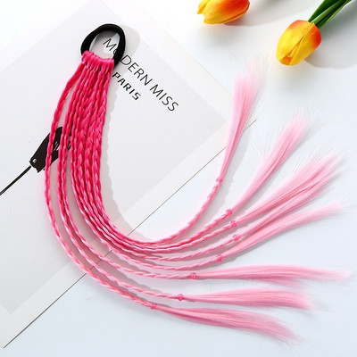 1 vnt. Nauji mergaičių spalvingi perukai, surišti į uodegą vaikams plaukų aksesuarai galvos juosta plaukų papuošalai, guminiai dirželiai, grožis plaukams