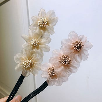 Дамска коса Twist Styling Flowers Clip Stick Bun Maker DIY Инструменти за сплитане на коса Аксесоари за коса Braider DIY Hairstyle A009