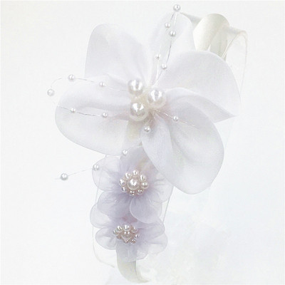 Madinga mergina Galvos lankelis Perlas didelis šifonas Gėlė Galvos juostelė Šifonas Perlų gėlė Plaukų juostos Galvos lankelis Plaukai Priedai