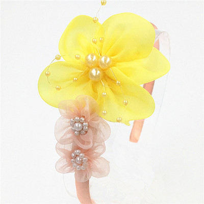 Madinga mergina Galvos lankelis Perlas didelis šifonas Gėlė Galvos juostelė Šifonas Perlų gėlė Plaukų juostos Galvos lankelis Plaukai Priedai