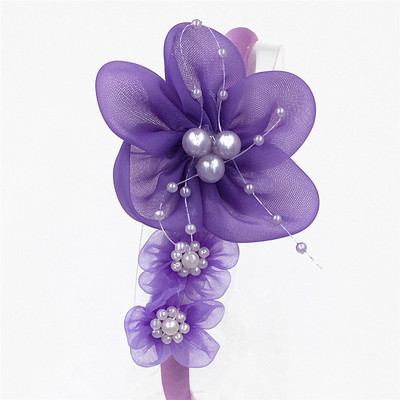 Madinga mergina Galvos lankelis Perlas didelis šifonas Gėlė Galvos juostelė Šifonas Perlų gėlė Plaukų juostos Galvos lankelis Plaukai Priedai