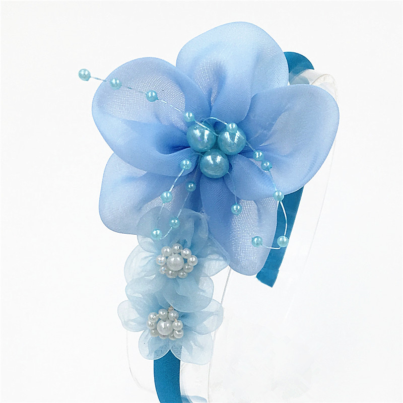 Madinga mergina Galvos lankelis Perlas didelis šifonas Gėlė Galvos juostelė Šifonas Perlų gėlė Plaukų juostos Galvos lankelis Plaukai Priedai