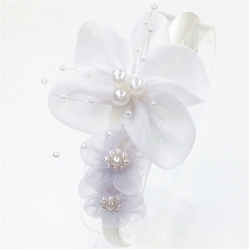 Madinga mergina Galvos lankelis Perlas didelis šifonas Gėlė Galvos juostelė Šifonas Perlų gėlė Plaukų juostos Galvos lankelis Plaukai Priedai