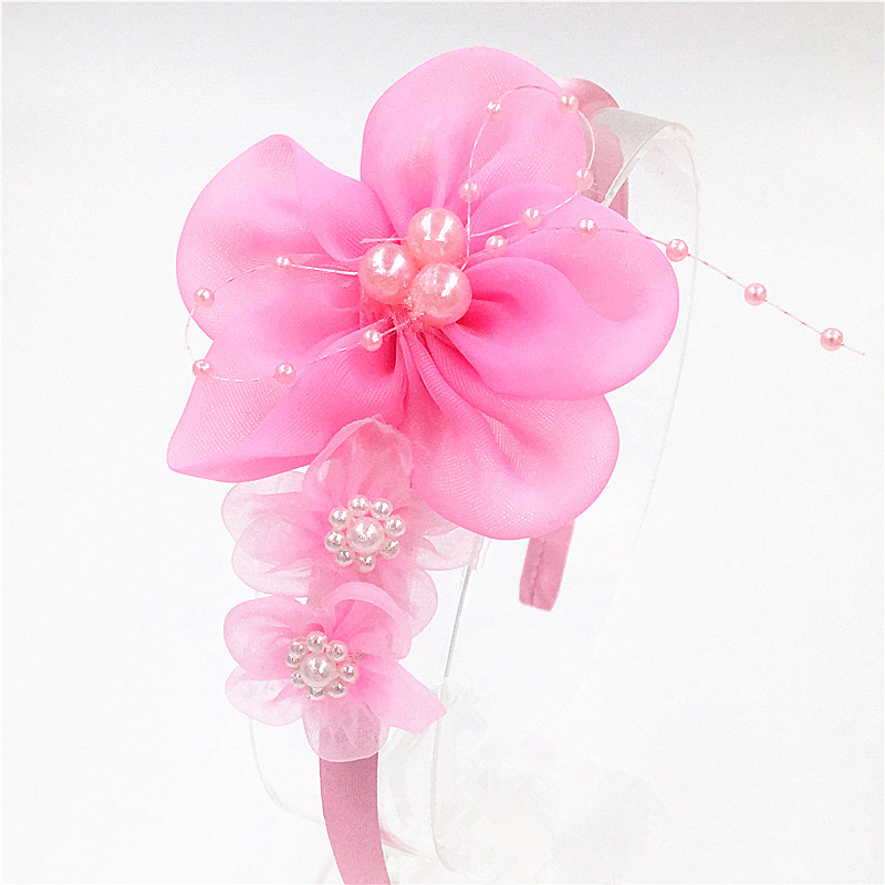 Madinga mergina Galvos lankelis Perlas didelis šifonas Gėlė Galvos juostelė Šifonas Perlų gėlė Plaukų juostos Galvos lankelis Plaukai Priedai