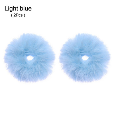 2 vnt., Moterų, mergaičių, žieminių kailinių plaukų skraidyklės „Pom Pom“ plaukų kaklaraištis „Fuzzy“ elastinės plaukų juostelės „Arklio uodegos laikikliai“ Plaukų aksesuarai