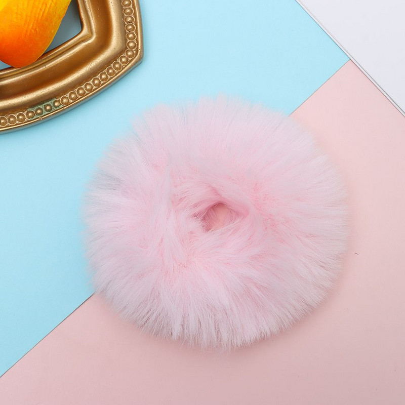 2 vnt., Moterų, mergaičių, žieminių kailinių plaukų skraidyklės „Pom Pom“ plaukų kaklaraištis „Fuzzy“ elastinės plaukų juostelės „Arklio uodegos laikikliai“ Plaukų aksesuarai