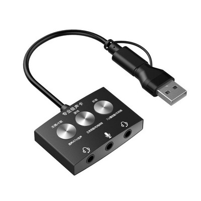 Κάρτα ήχου USB Type-c Ζωντανό παιχνίδι K Song Ακρόαση τραγουδιού USB σε ήχο 3,5 mm Εφέ πολλαπλών ήχων για τηλέφωνο υπολογιστή Ζωντανό παιχνίδι K Song