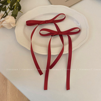 Vintage μεγάλο βελούδινο φιόγκο Κλιπ μαλλιών Trend Long Ribbon Hairpins Barrettes Headband for Women Αξεσουάρ για τα μαλλιά κορίτσια Κοσμήματα γάμου