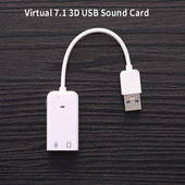 1 PC USB garso plokštė Virtuali 7.1 3D išorinis USB garso adapteris USB prie lizdo 3,5 mm ausinių mikrofono garso plokštė nešiojamam nešiojamajam kompiuteriui