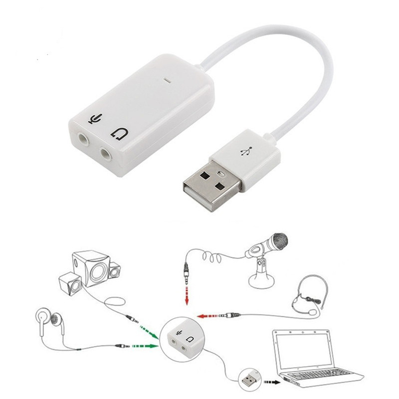 1 PC USB garso plokštė Virtuali 7.1 3D išorinis USB garso adapteris USB prie lizdo 3,5 mm ausinių mikrofono garso plokštė nešiojamam nešiojamajam kompiuteriui