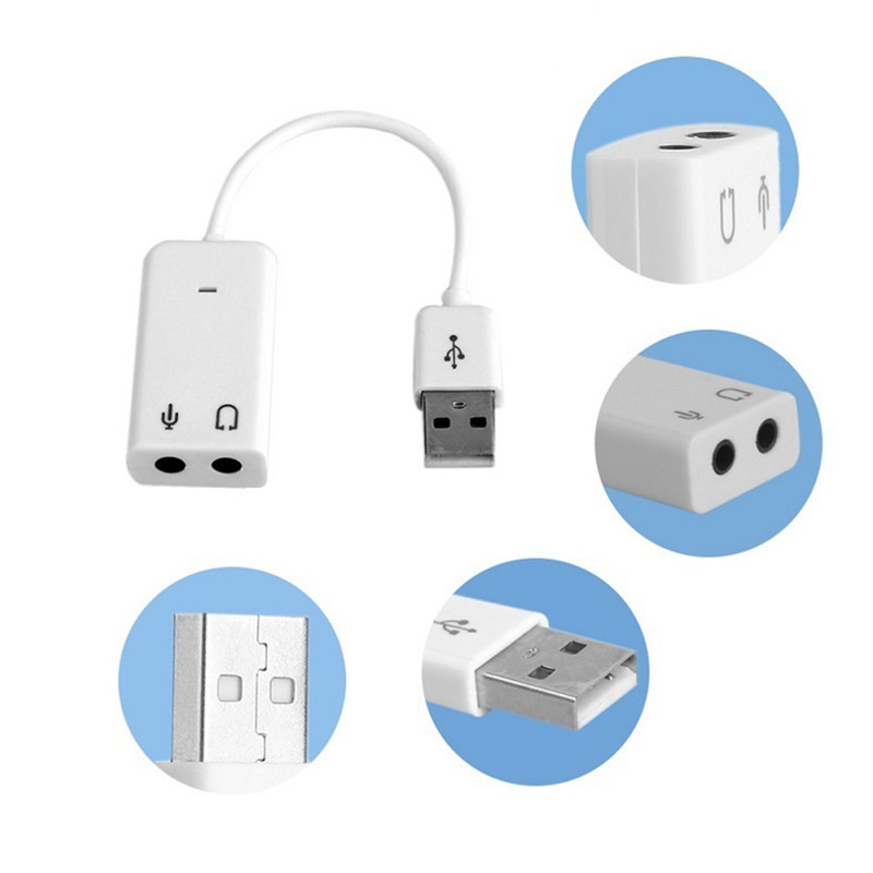 1 PC USB garso plokštė Virtuali 7.1 3D išorinis USB garso adapteris USB prie lizdo 3,5 mm ausinių mikrofono garso plokštė nešiojamam nešiojamajam kompiuteriui