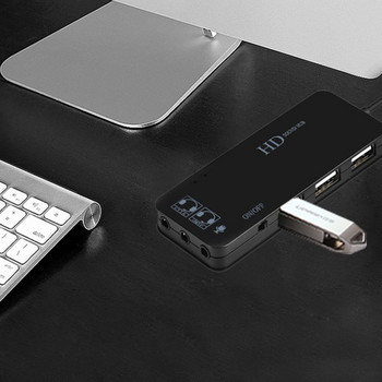 USB Hub 3-Port Stereo DJ Εξωτερική κάρτα ήχου Προσαρμογέας μικροφώνου ακουστικών για φορητό υπολογιστή USB 3D εξωτερική κάρτα ήχου