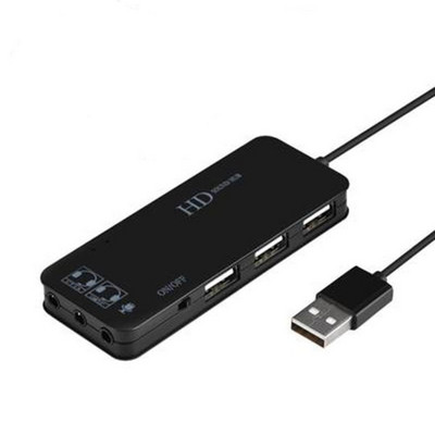 USB хъб 3-портова стерео DJ външна звукова карта Слушалки Микрофонен адаптер за компютърен лаптоп USB 3D външна звукова карта