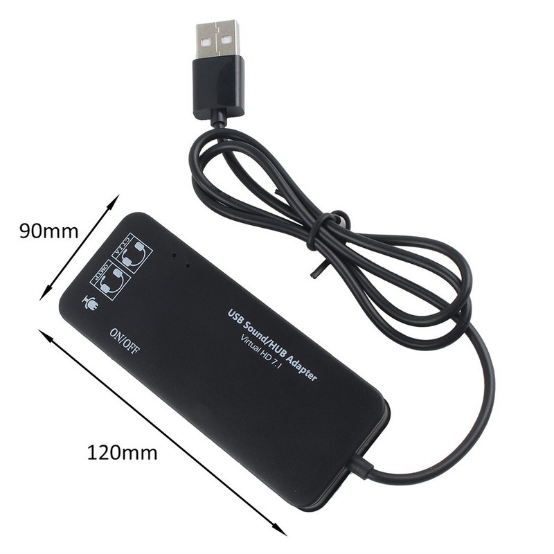 Hub USB2.0 cu 3 porturi Placă de sunet USB externă Fără driver extern Placă de sunet stereo Anulare zgomot Adaptor căști pentru laptop PC