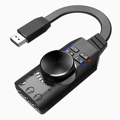 OUTAD külső USB hangkártya sztereó mikrofon hangszóró fejhallgató audio jack 3,5 mm-es kábeladapter némító kapcsoló hangerő állítás szabad meghajtó