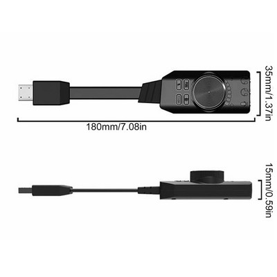 OUTAD Placă de sunet USB externă Microfon stereo Difuzor Căști Mufă audio Adaptor cablu de 3,5 mm Comutator de sunet Reglarea volumului Unitate liberă
