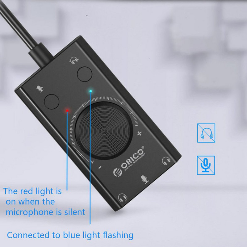 Garso plokštė USB garso sąsaja Išorinis 3,5 mm mikrofonas garso adapteris kabelis adapteris jungiklis garsumo reguliavimas nemokamas diskas