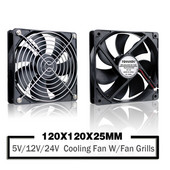 YOUNUON 5V 12V 24V 120mm Fan Sleeve/Ball Cooling Fan 120x120x25mm DC Brushless Cooler Fan for PC Case Laptop Computer