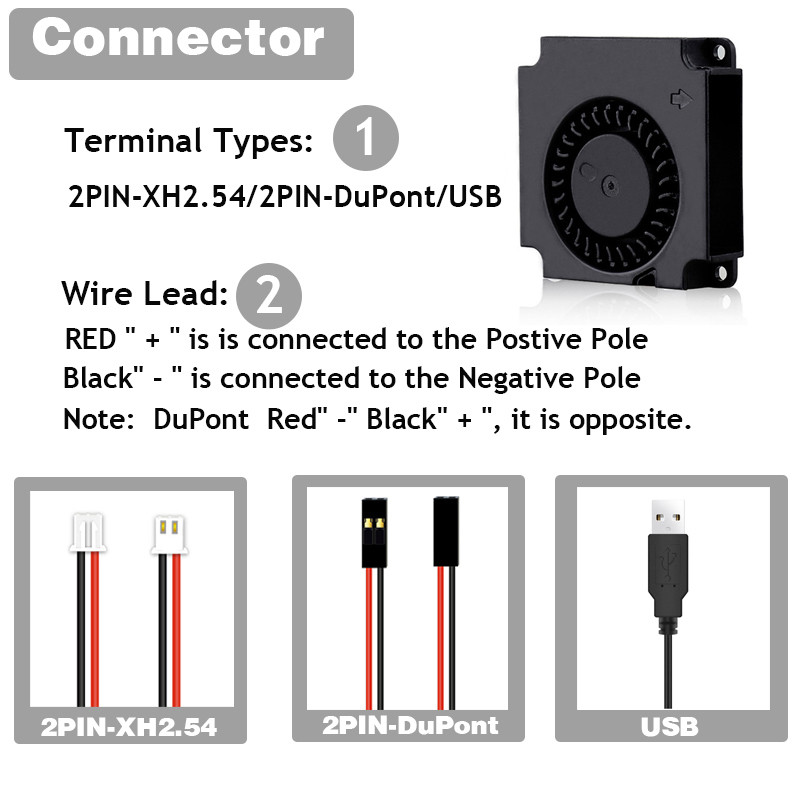 2 vnt. 40 mm 3D spausdintuvo ventiliatorius 12V 24V 5V 4010 ventiliatoriaus spausdintuvo aušinimo priedai DC turbo ventiliatorius radialiniai ventiliatoriai 40x40