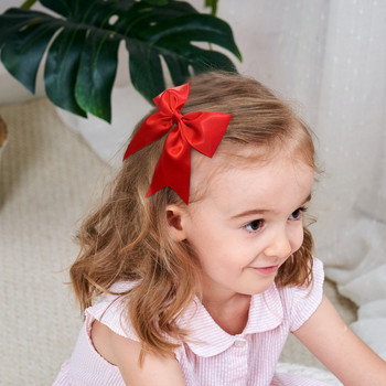 Продажба на едро на 2 бр. Бебешки лъкове Щипка за коса за деца Момичета Едноцветни фиби Шноли Ръчно изработени шапки Аксесоари за коса 4,52 инча