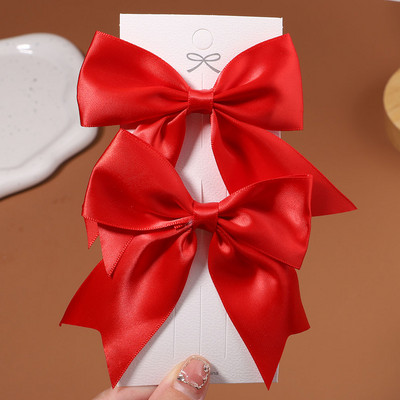 Продажба на едро на 2 бр. Бебешки лъкове Щипка за коса за деца Момичета Едноцветни фиби Шноли Ръчно изработени шапки Аксесоари за коса 4,52 инча