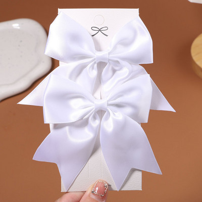 Продажба на едро на 2 бр. Бебешки лъкове Щипка за коса за деца Момичета Едноцветни фиби Шноли Ръчно изработени шапки Аксесоари за коса 4,52 инча