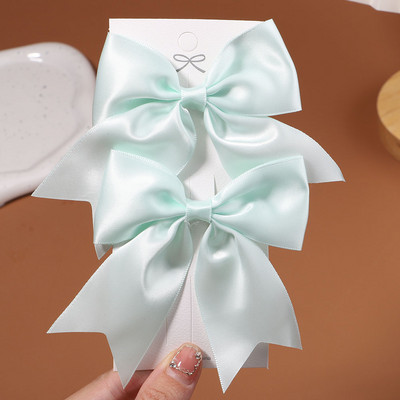 Продажба на едро на 2 бр. Бебешки лъкове Щипка за коса за деца Момичета Едноцветни фиби Шноли Ръчно изработени шапки Аксесоари за коса 4,52 инча