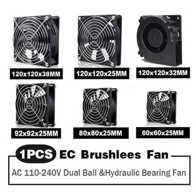 Ventilator axial EC 60mm 80mm 90mm 120mm Ventilator fără perii cu bilă AC 110V 120V 220V 230V 240V Ventilator carcasa computerului 6025 8025 9225 12038