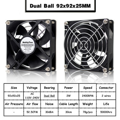 Ventilator axial EC 60mm 80mm 90mm 120mm Ventilator fără perii cu bilă AC 110V 120V 220V 230V 240V Ventilator carcasa computerului 6025 8025 9225 12038