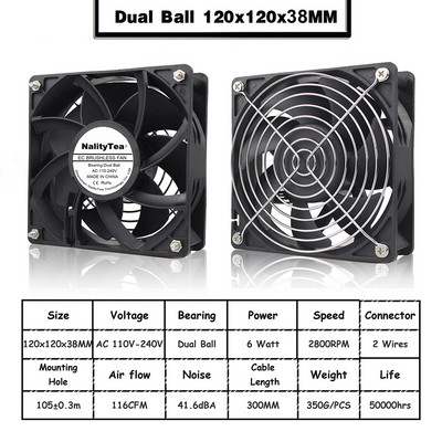 Ventilator axial EC 60mm 80mm 90mm 120mm Ventilator fără perii cu bilă AC 110V 120V 220V 230V 240V Ventilator carcasa computerului 6025 8025 9225 12038