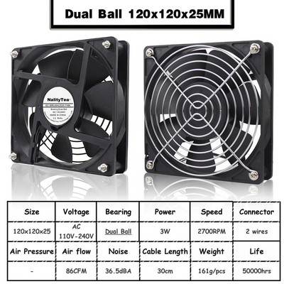 Ventilator axial EC 60mm 80mm 90mm 120mm Ventilator fără perii cu bilă AC 110V 120V 220V 230V 240V Ventilator carcasa computerului 6025 8025 9225 12038