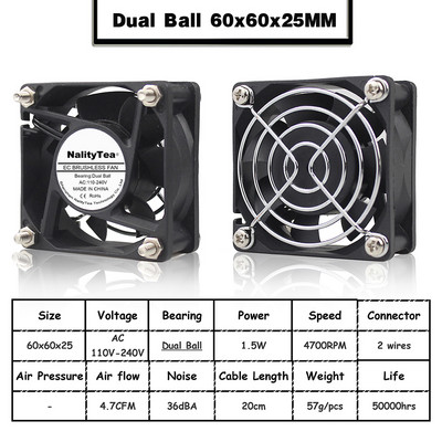 Ventilator axial EC 60mm 80mm 90mm 120mm Ventilator fără perii cu bilă AC 110V 120V 220V 230V 240V Ventilator carcasa computerului 6025 8025 9225 12038