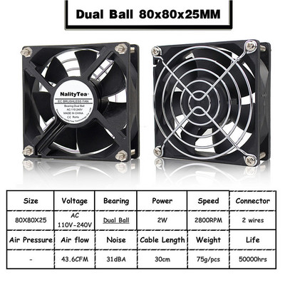 Ventilator axial EC 60mm 80mm 90mm 120mm Ventilator fără perii cu bilă AC 110V 120V 220V 230V 240V Ventilator carcasa computerului 6025 8025 9225 12038