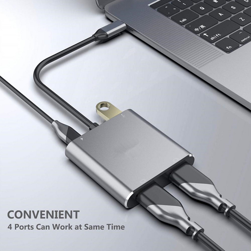 Προσαρμογέας USB C Hub 4K 60hz σε διπλή επέκταση οθόνης συμβατή με HDMI Τύπος C Σταθμός σύνδεσης για φορητό υπολογιστή Macbook κινητό τηλέφωνο