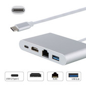 C tipa Thunderbolt 3 ar HDMI saderīgs Lan Ethernet adapteris USB-C PD USB 3.0 centrmezgls MacBook Galaxy S8 Huawei Mate10
