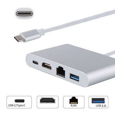 C-tüüpi Thunderbolt 3-ga HDMI-ühilduv Lan Etherneti adapter USB-C PD USB 3.0 jaotur MacBook Galaxy S8 Huawei Mate10 jaoks