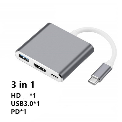 C tipa Thunderbolt 3 ar HDMI saderīgs Lan Ethernet adapteris USB-C PD USB 3.0 centrmezgls MacBook Galaxy S8 Huawei Mate10