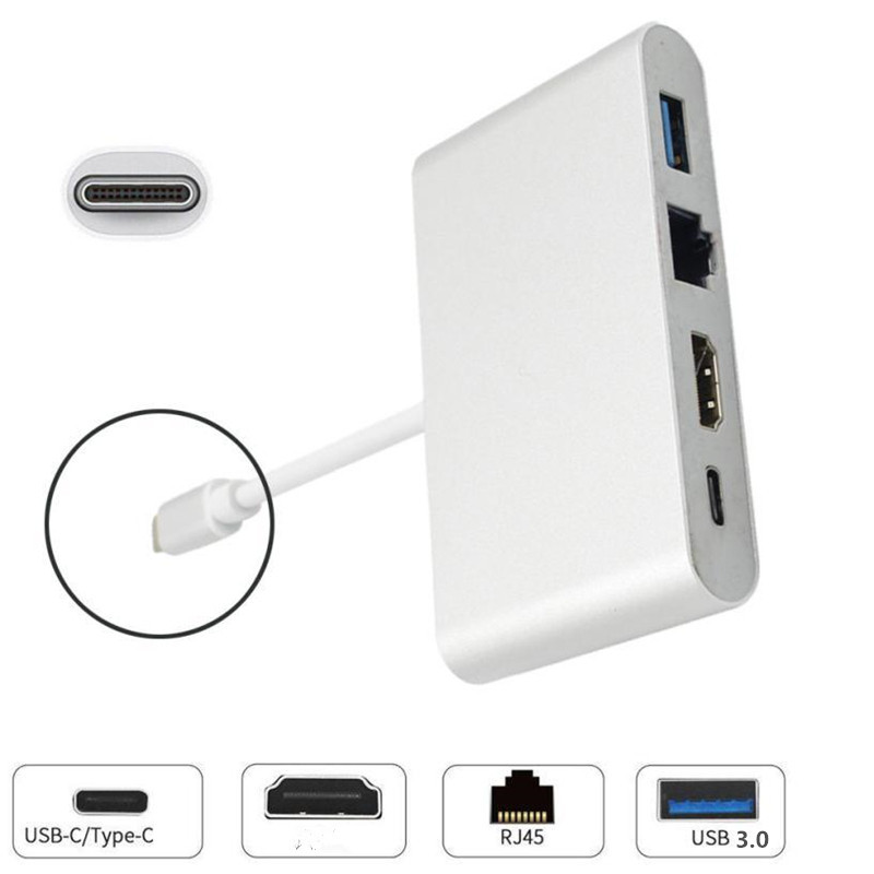 C tipa Thunderbolt 3 ar HDMI saderīgs Lan Ethernet adapteris USB-C PD USB 3.0 centrmezgls MacBook Galaxy S8 Huawei Mate10