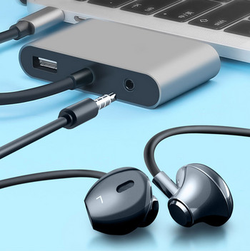 Προσαρμογέας τύπου C Hunderbolt 3 USB Type C Hub σε HD VGA 3,5 mm Jack USB Adapter with Type-C Power για φορητό τηλέφωνο MacBook Pro