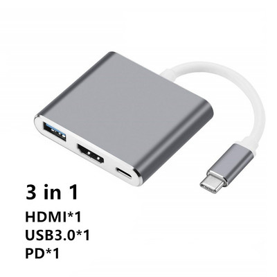 C tipo adapteris Hunderbolt 3 USB tipo C šakotuvas prie HD VGA 3,5 mm lizdo USB adapteris su C tipo maitinimu, skirtas MacBook Pro nešiojamajam telefonui