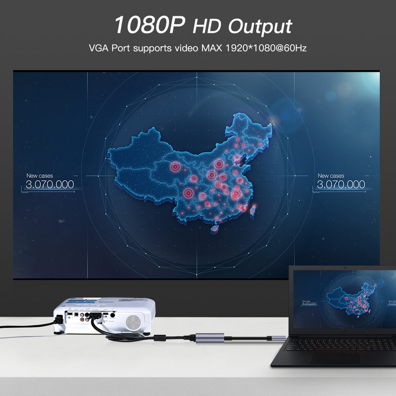 C tipo adapteris Hunderbolt 3 USB tipo C šakotuvas prie HD VGA 3,5 mm lizdo USB adapteris su C tipo maitinimu, skirtas MacBook Pro nešiojamajam telefonui