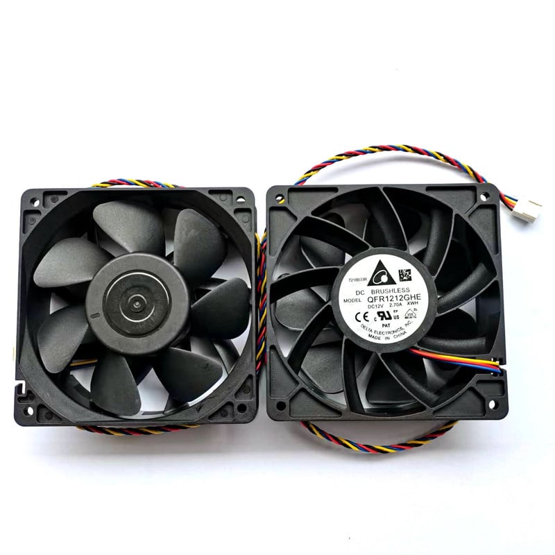 Novi 6000RPM QFR1212GHE 120*120*38mm 4wire 12V 2.7A za S15 S9 L3 + T9 + D5 Z9mini S11 M3 E9 + E10 A8 + A9 841 za Bitcoin Miner