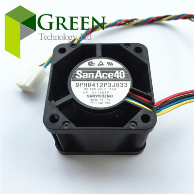 San Ace 40 1U 40 x40x28mm Сървърен вентилатор 9PH0412P3J033 4028 40MM Сървърна кутия Охлаждащ вентилатор 12V 0.35A с 4pin