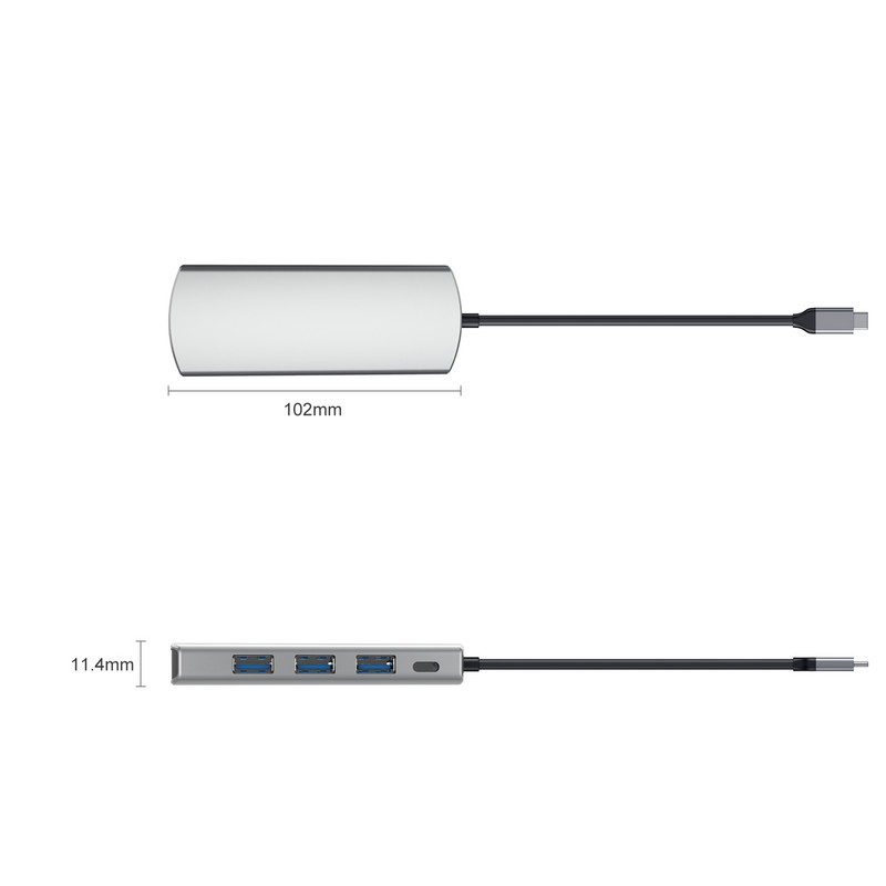 5 viename USB C šakotuvas 3.0 adapterio kortelių skaitytuvas USB-C skirstytuvas nešiojamiesiems kompiuteriams Macbook Pro RJ45 USB 3.0 šakotuvas, skirtas asmeninio kompiuterio prijungimo stočiai