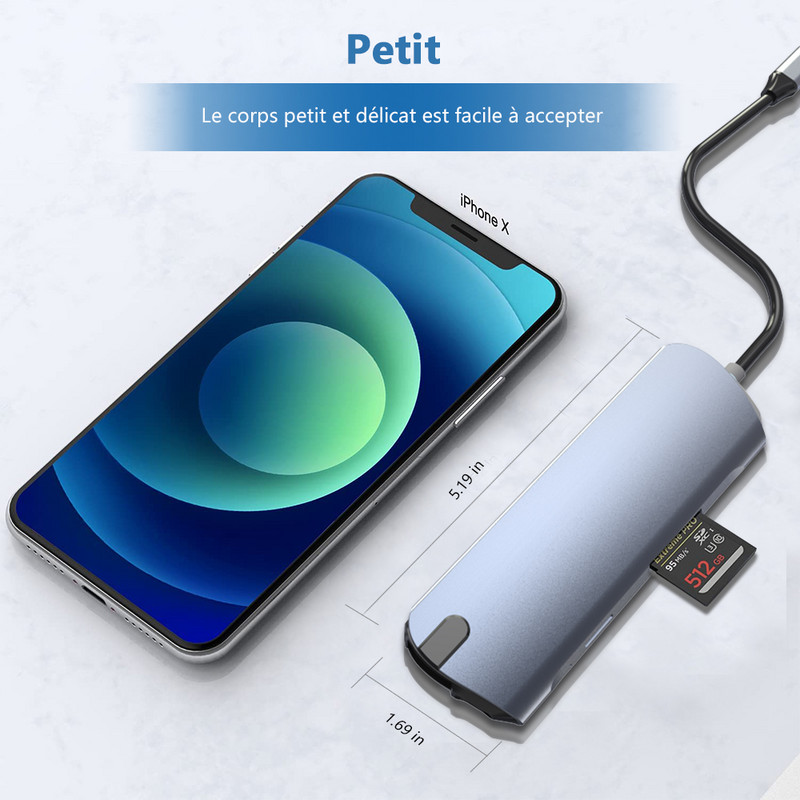 Βάση σύνδεσης 9 σε 1 Τύπος C USB 3.0 2.0 συμβατός με HDMI RJ45 PD VGA Προσαρμογέας πολλαπλών θυρών Type-C HUB για Macbook Air Pro Notebook