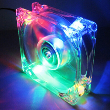RGB вентилатор Прозрачен 8 см с LED светлини Вентилатор за охлаждане на шасито за компютърни игри Охладител на корпуса на компютъра 12V 8025
