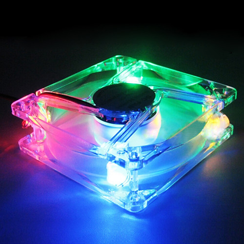 RGB ventiliatorius skaidrus 8 cm su LED lemputėmis korpuso aušinimo ventiliatorius skirtas kompiuteriniams žaidimams Kompiuterio korpuso aušintuvas 12V 8025
