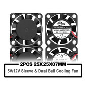 2 τμχ 2Pin 2507 2,5cm 25x25x7mm λεπτός 25mm DC 5V 12V Micro Cooler Cooling Fans Cooler Brushless Chipset Mini Cooling Fan
